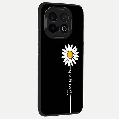  Custom Name White Flower back cover for iQOO 13 slim fit glass case with vibrant aesthetic design