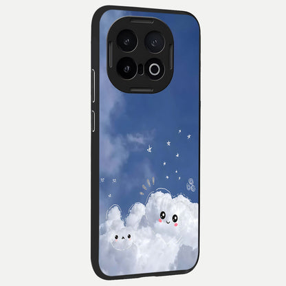  Cute Blossom Cloud back cover for iQOO 13 slim fit glass case with vibrant aesthetic design
