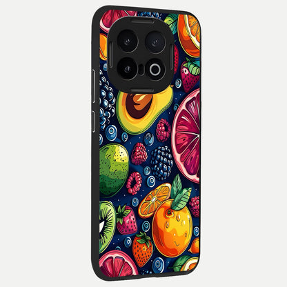  Cute Fruits Art back cover for iQOO 13 slim fit glass case with vibrant aesthetic design