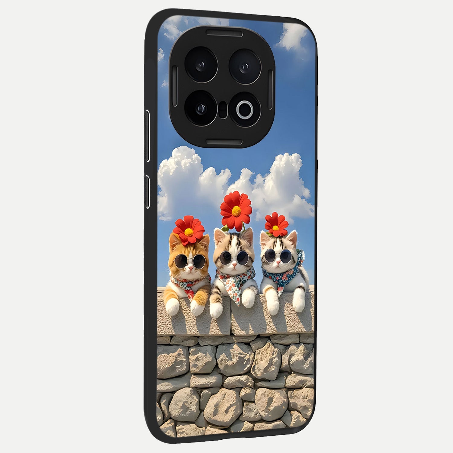  Floral Kitty Squad back cover for iQOO 13 slim fit glass case with vibrant aesthetic design