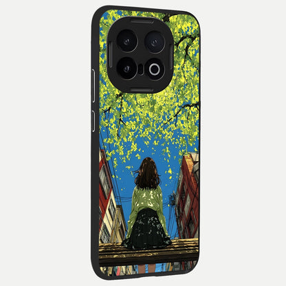  Golden Leaves Glow back cover for iQOO 13 slim fit glass case with vibrant aesthetic design