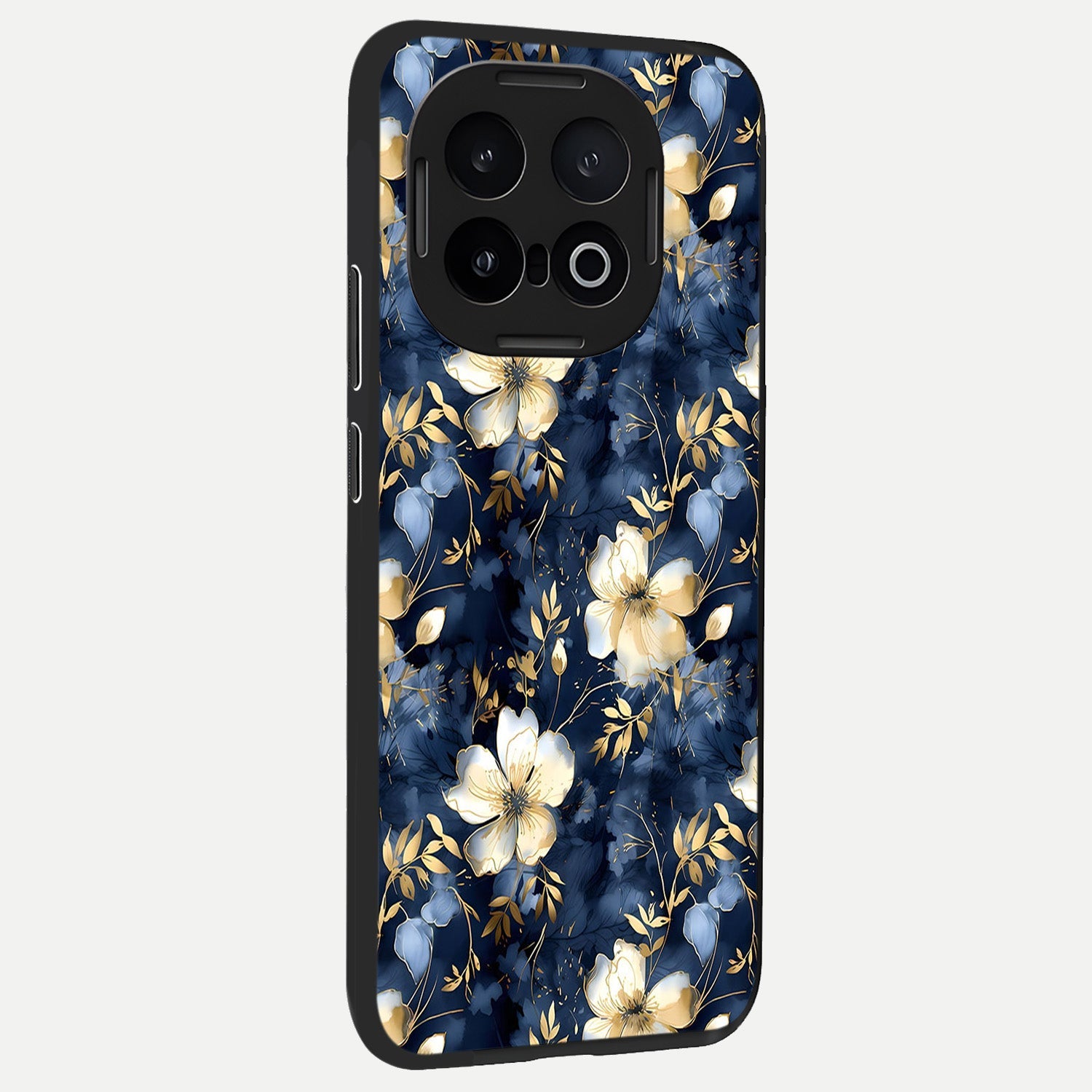  Golden Midnight Bloom back cover for iQOO 13 slim fit glass case with vibrant aesthetic design