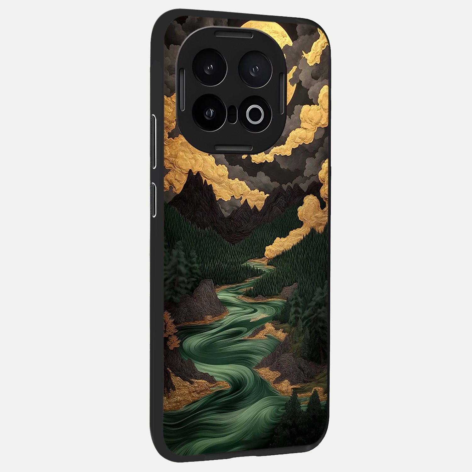  Golden River Moon back cover for iQOO 13 slim fit glass case with vibrant aesthetic design