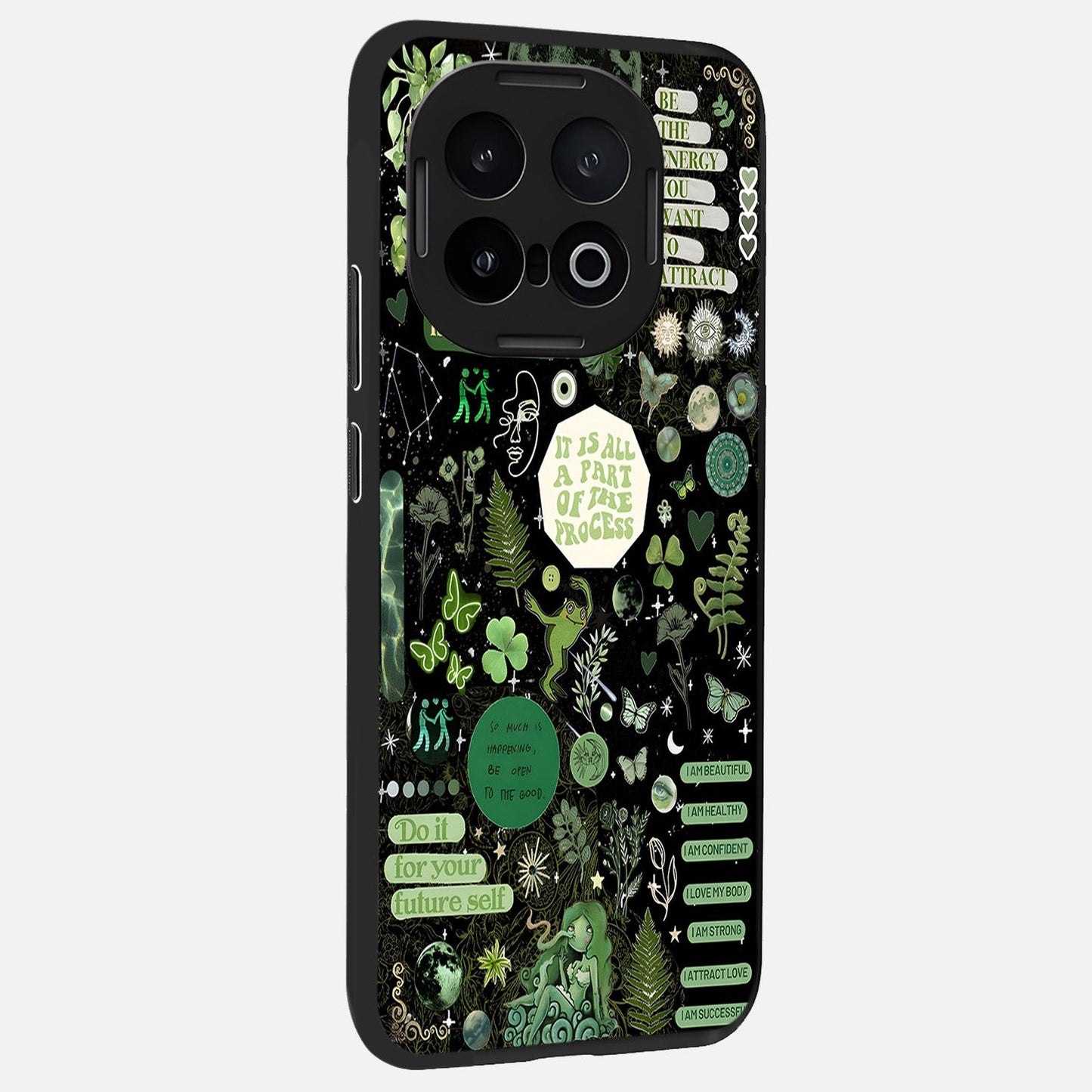  Green Mandala Pattern back cover for iQOO 13 slim fit glass case with vibrant aesthetic design