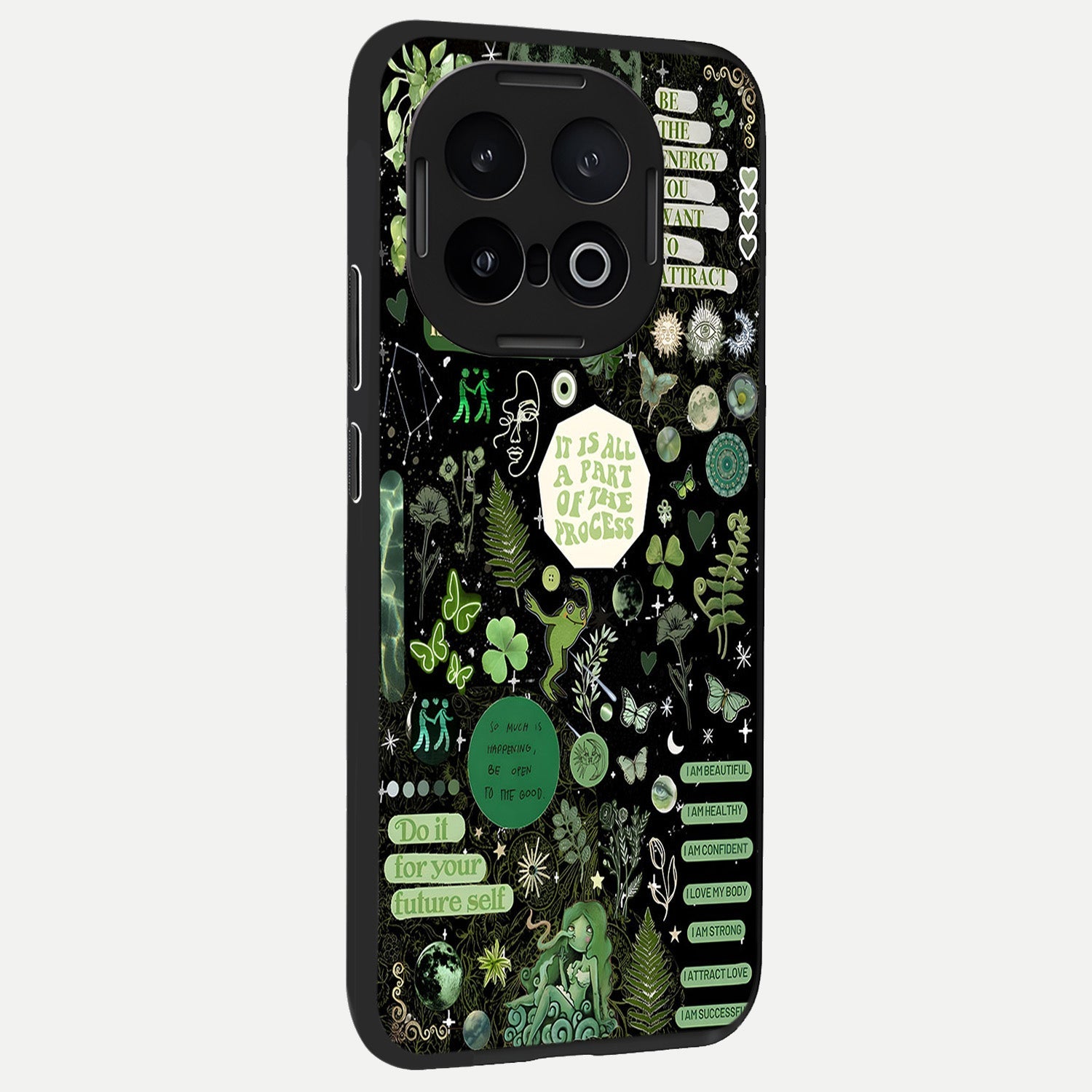  Green Mandala Pattern back cover for iQOO 13 slim fit glass case with vibrant aesthetic design