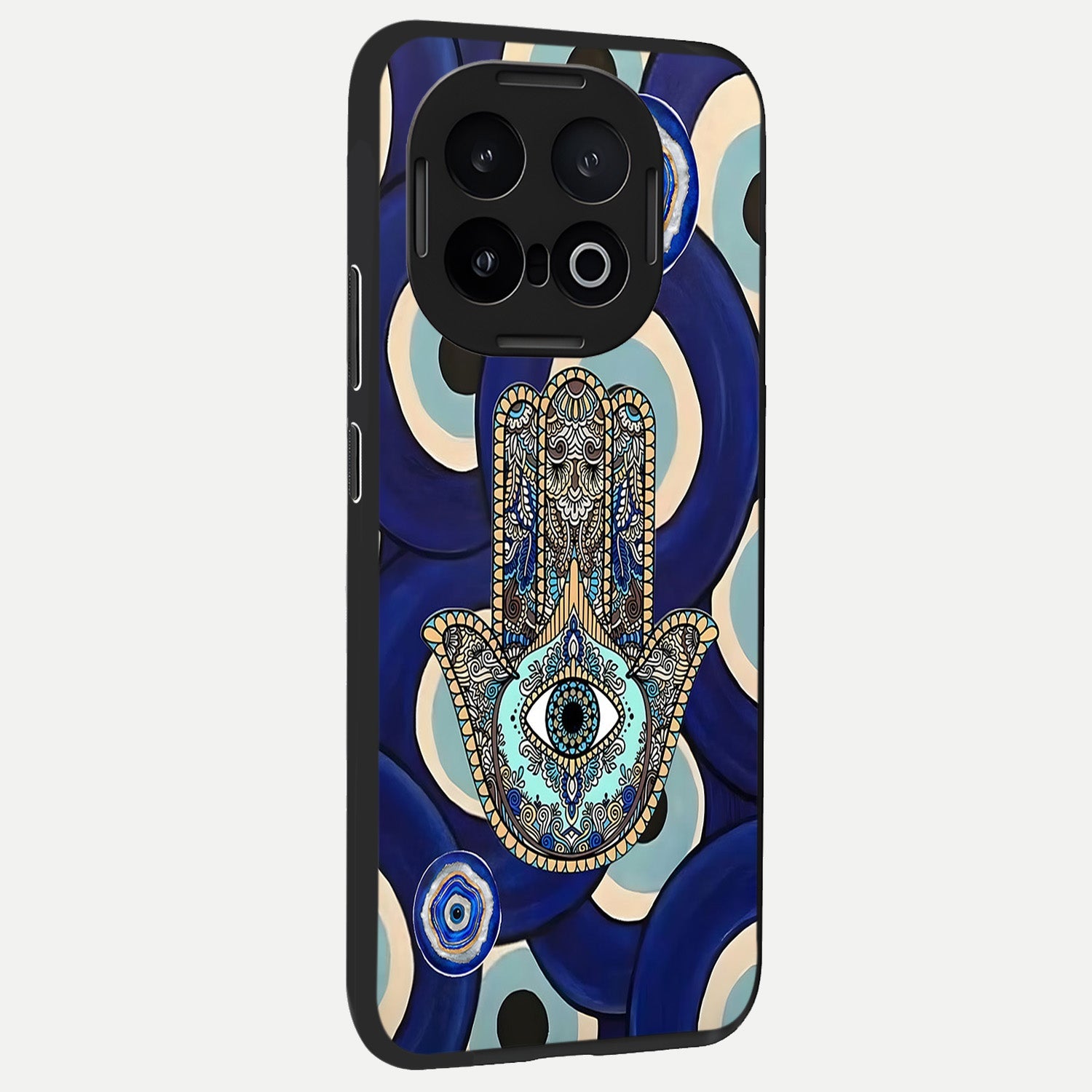  Hamsa Divine Guard back cover for iQOO 13 slim fit glass case with vibrant aesthetic design