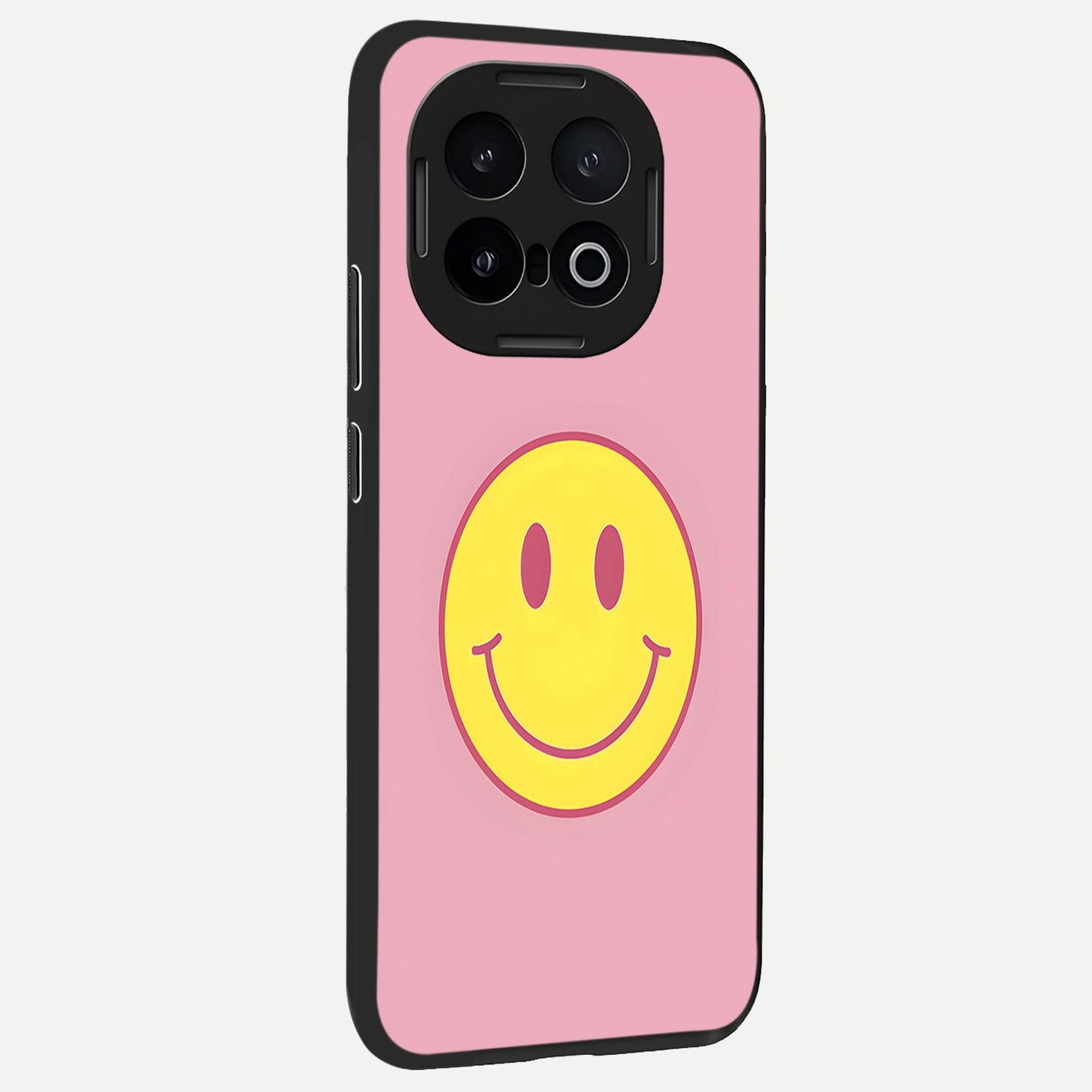  Happy Pink Mood back cover for iQOO 13 slim fit glass case with vibrant aesthetic design