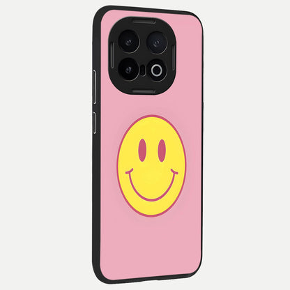  Happy Pink Mood back cover for iQOO 13 slim fit glass case with vibrant aesthetic design