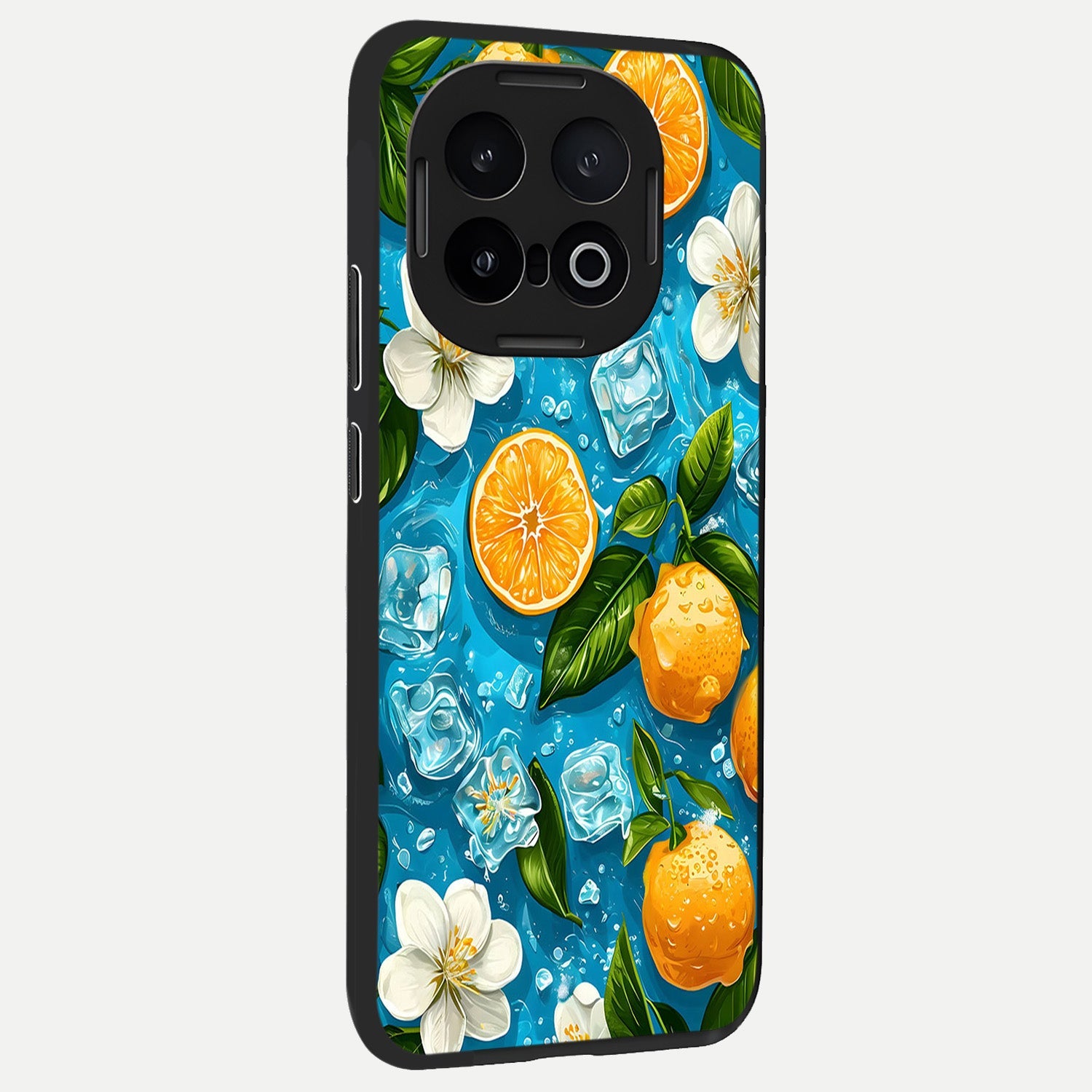  Ice Cube With Orange back cover for iQOO 13 slim fit glass case with vibrant aesthetic design