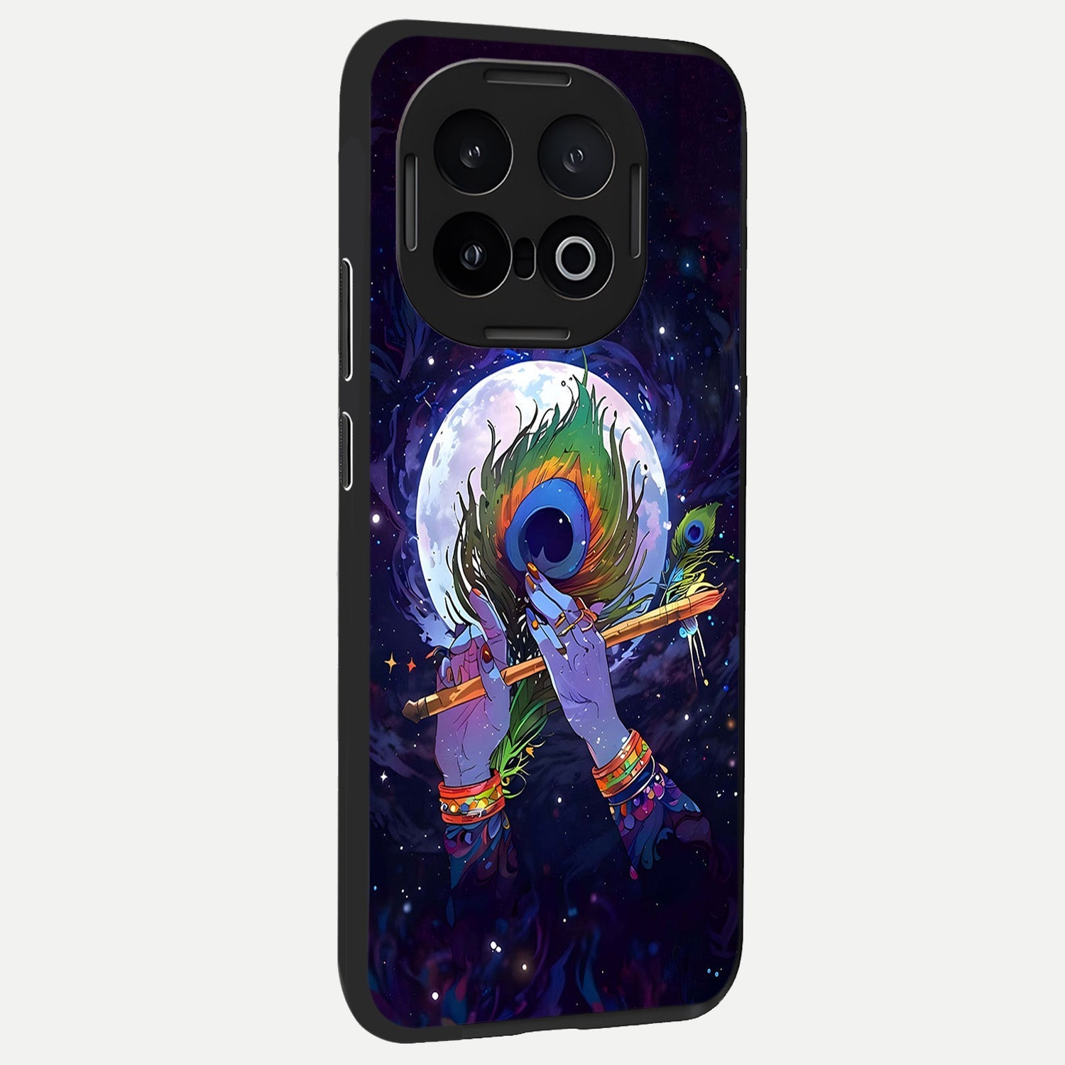  Krishna Hands Art back cover for iQOO 13 slim fit glass case with vibrant aesthetic design