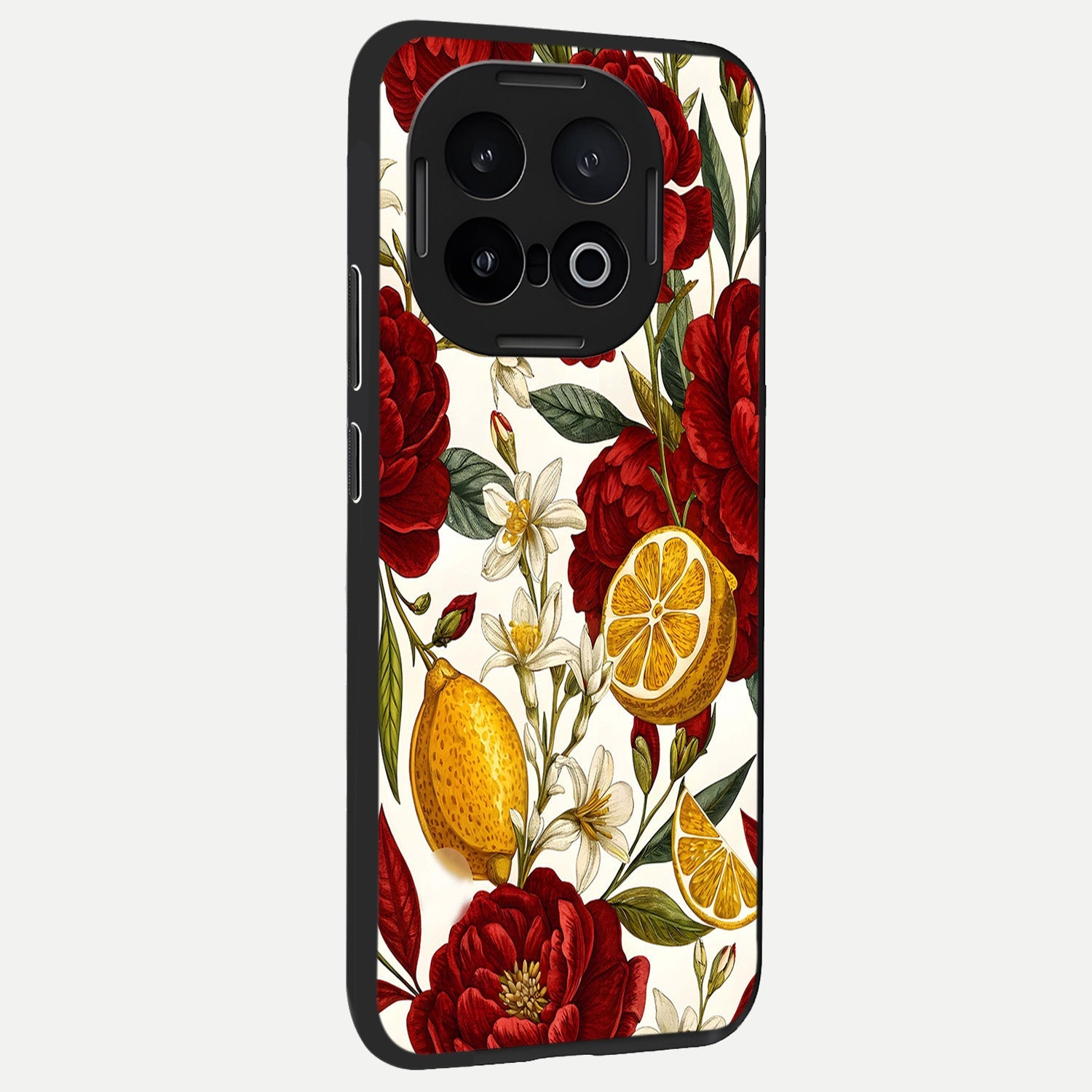  Lemon Rose Charm back cover for iQOO 13 slim fit glass case with vibrant aesthetic design