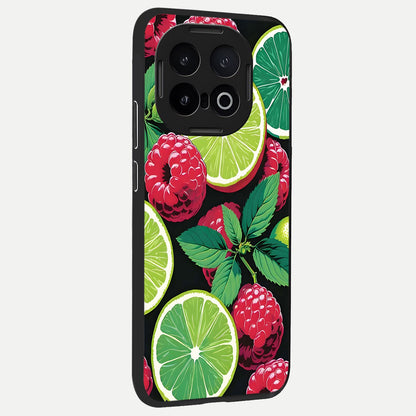  Lime and Raspberry Pattern back cover for iQOO 13 slim fit glass case with vibrant aesthetic design