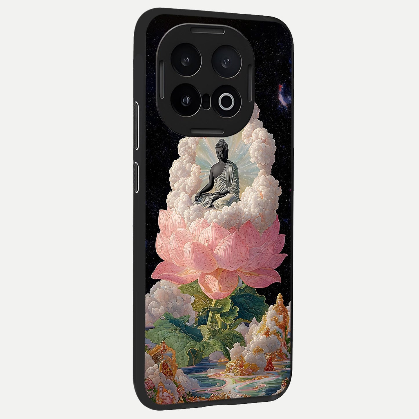  Lotus Divine Peace back cover for iQOO 13 slim fit glass case with vibrant aesthetic design