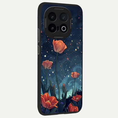  Midnight Tulip Glow back cover for iQOO 13 slim fit glass case with vibrant aesthetic design