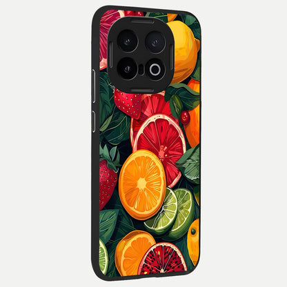  Multiple Fruits back cover for iQOO 13 slim fit glass case with vibrant aesthetic design