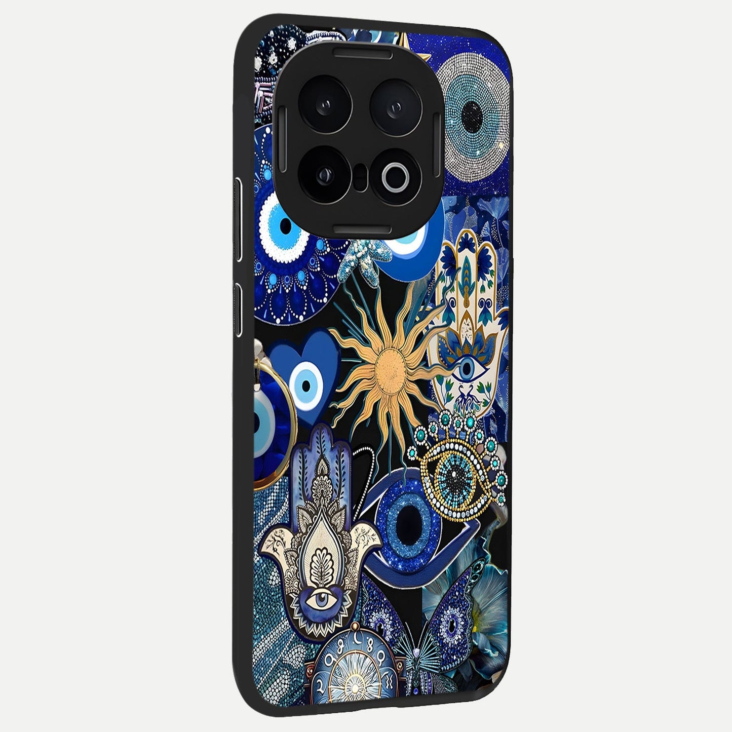  Mystic Blue Evil Eye back cover for iQOO 13 slim fit glass case with vibrant aesthetic design
