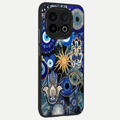  Mystic Blue Evil Eye back cover for iQOO 13 slim fit glass case with vibrant aesthetic design