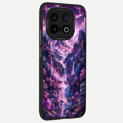  Mystic Cascade Peaks back cover for iQOO 13 slim fit glass case with vibrant aesthetic design