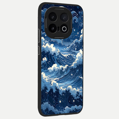  Ocean Moon Waves back cover for iQOO 13 slim fit glass case with vibrant aesthetic design