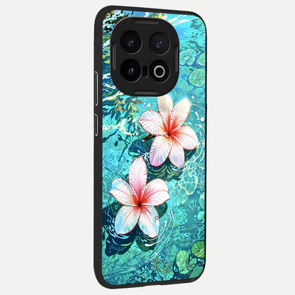  Pink Flowers in Water back cover for iQOO 13 slim fit glass case with vibrant aesthetic design