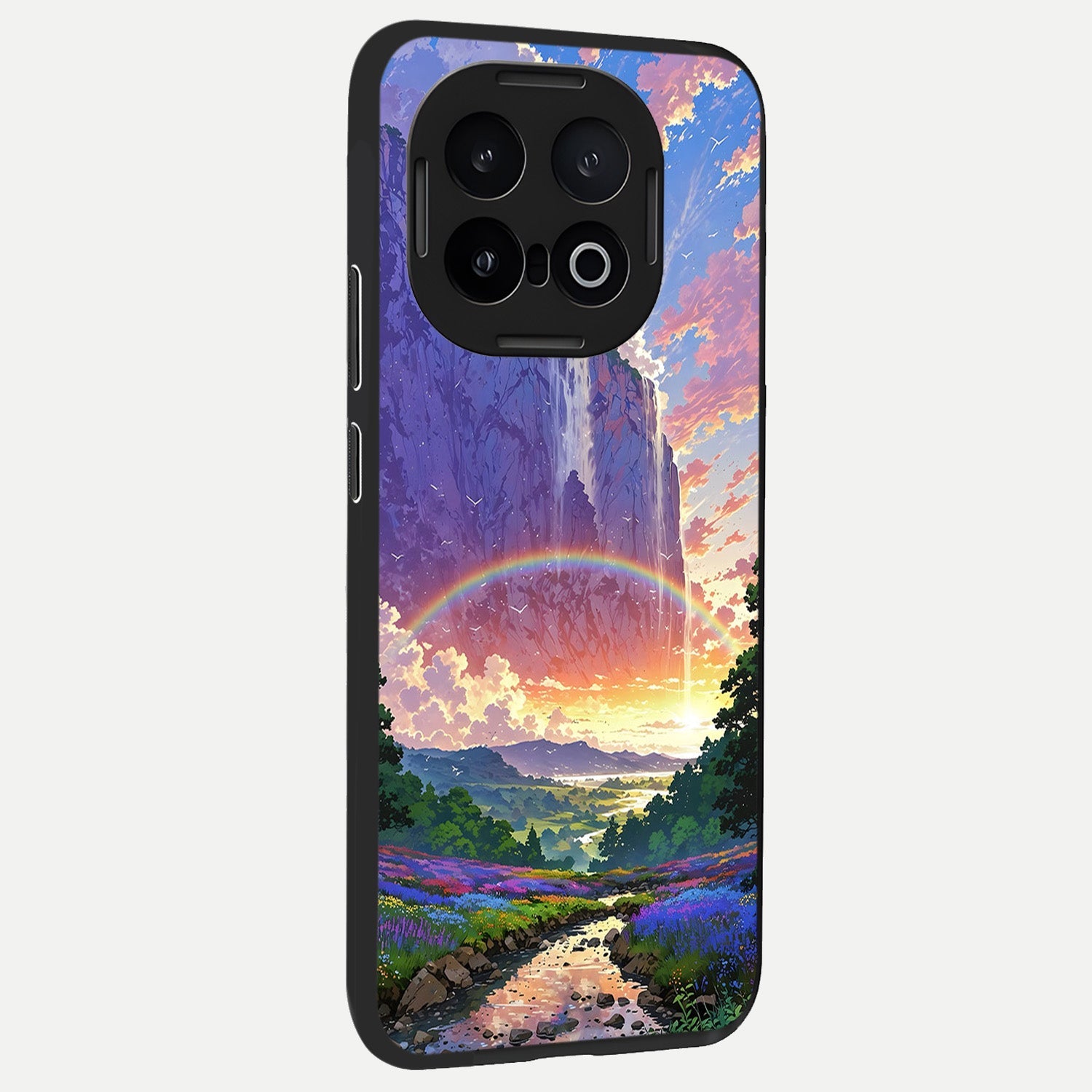  Rainbow Valley Dream back cover for iQOO 13 slim fit glass case with vibrant aesthetic design