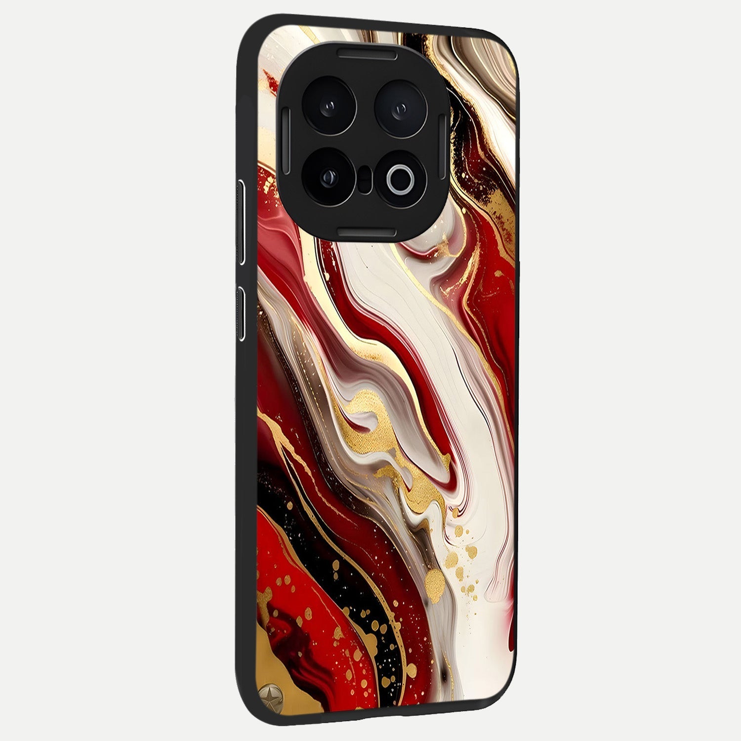  Red And White Marble back cover for iQOO 13 slim fit glass case with vibrant aesthetic design