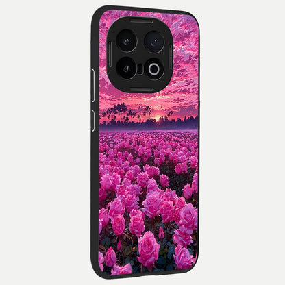  Rose Sunset Valley back cover for iQOO 13 slim fit glass case with vibrant aesthetic design