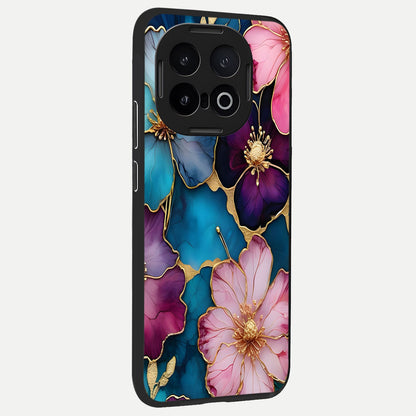  Sparkle Floral back cover for iQOO 13 slim fit glass case with vibrant aesthetic design