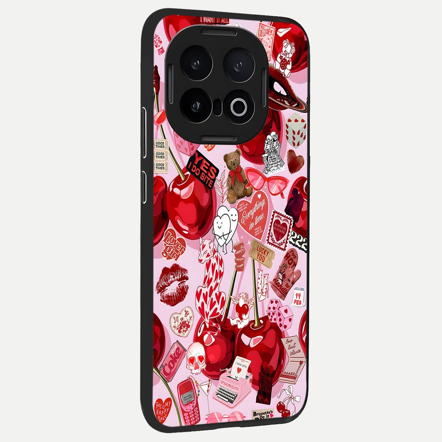  Sweet Cherry Chaos back cover for iQOO 13 slim fit glass case with vibrant aesthetic design