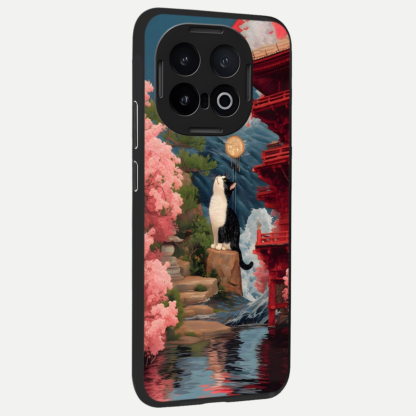  Temple Cat Scenery back cover for iQOO 13 slim fit glass case with vibrant aesthetic design