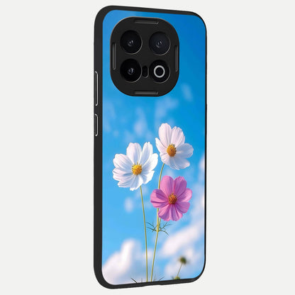  Tripple Flowers With Sky back cover for iQOO 13 slim fit glass case with vibrant aesthetic design