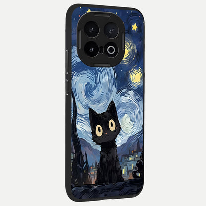  Van Gogh Cat back cover for iQOO 13 slim fit glass case with vibrant aesthetic design