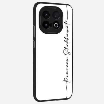  White Tune Custom Name back cover for  iQOO 13 slim fit personalized glass case with aesthetic design