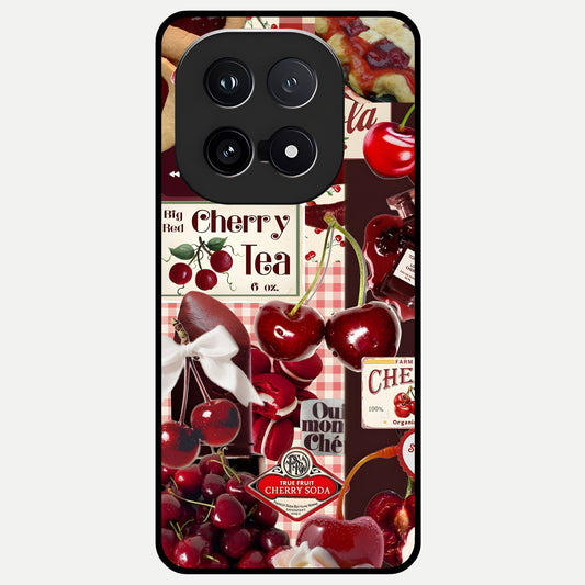  Aesthetic Cherry Tea Glass Case for iQOO 15 back cover – full design glossy printed glass finish