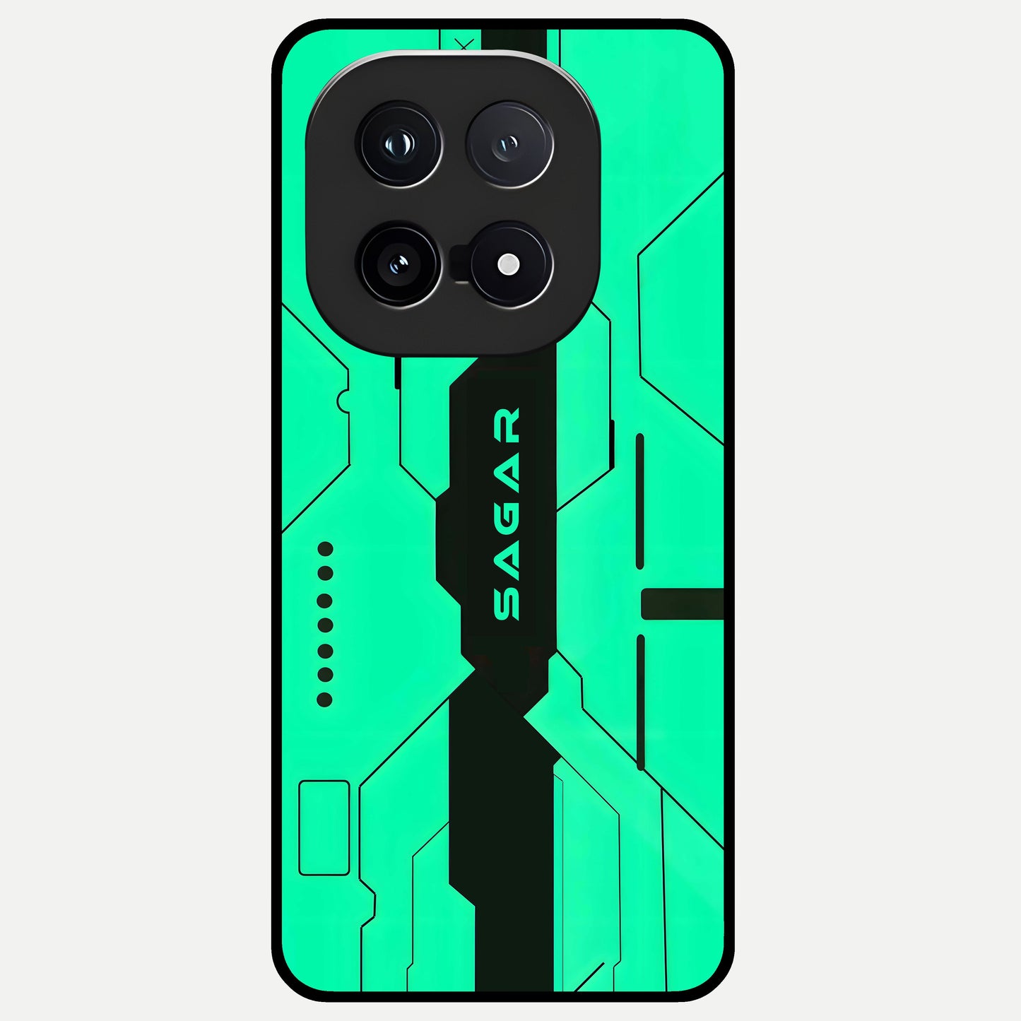  Aqua Tech CYBERPUNK Custom Name Glass Case for iQOO 15 back cover – full design glossy printed glass finish