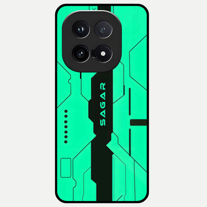  Aqua Tech CYBERPUNK Custom Name Glass Case for iQOO 15 back cover – full design glossy printed glass finish
