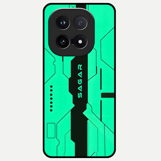  Aqua Tech CYBERPUNK Custom Name Glass Case for iQOO 15 back cover – full design glossy printed glass finish