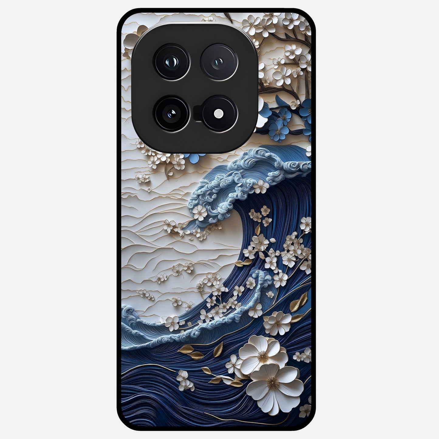  Blossom Wave Art Glass Case for iQOO 15 back cover – full design glossy printed glass finish