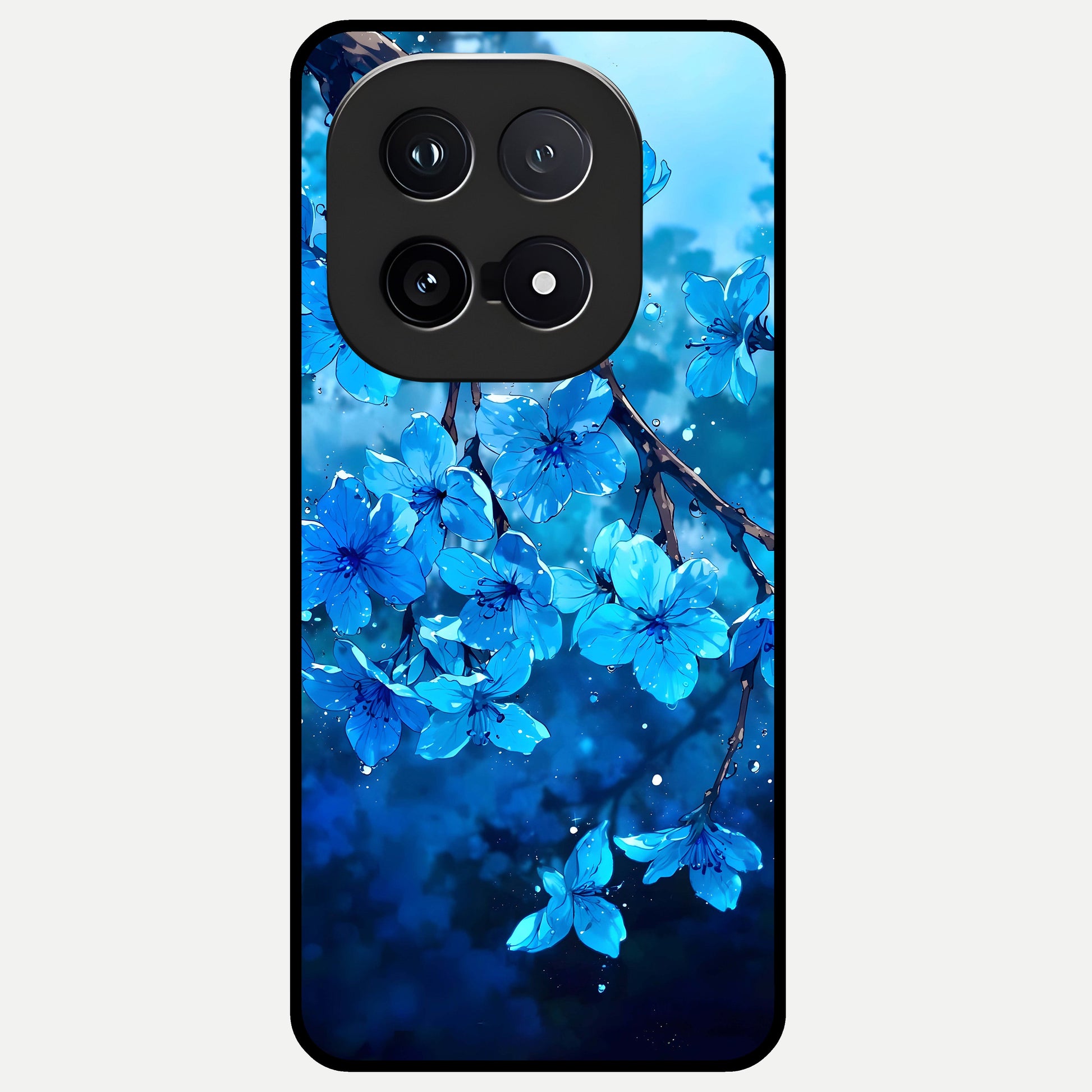  Blue Blossoms Branch Glass Case for iQOO 15 back cover – full design glossy printed glass finish