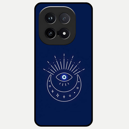  Blue Evil Eye Glass Case for iQOO 15 back cover – full design glossy printed glass finish