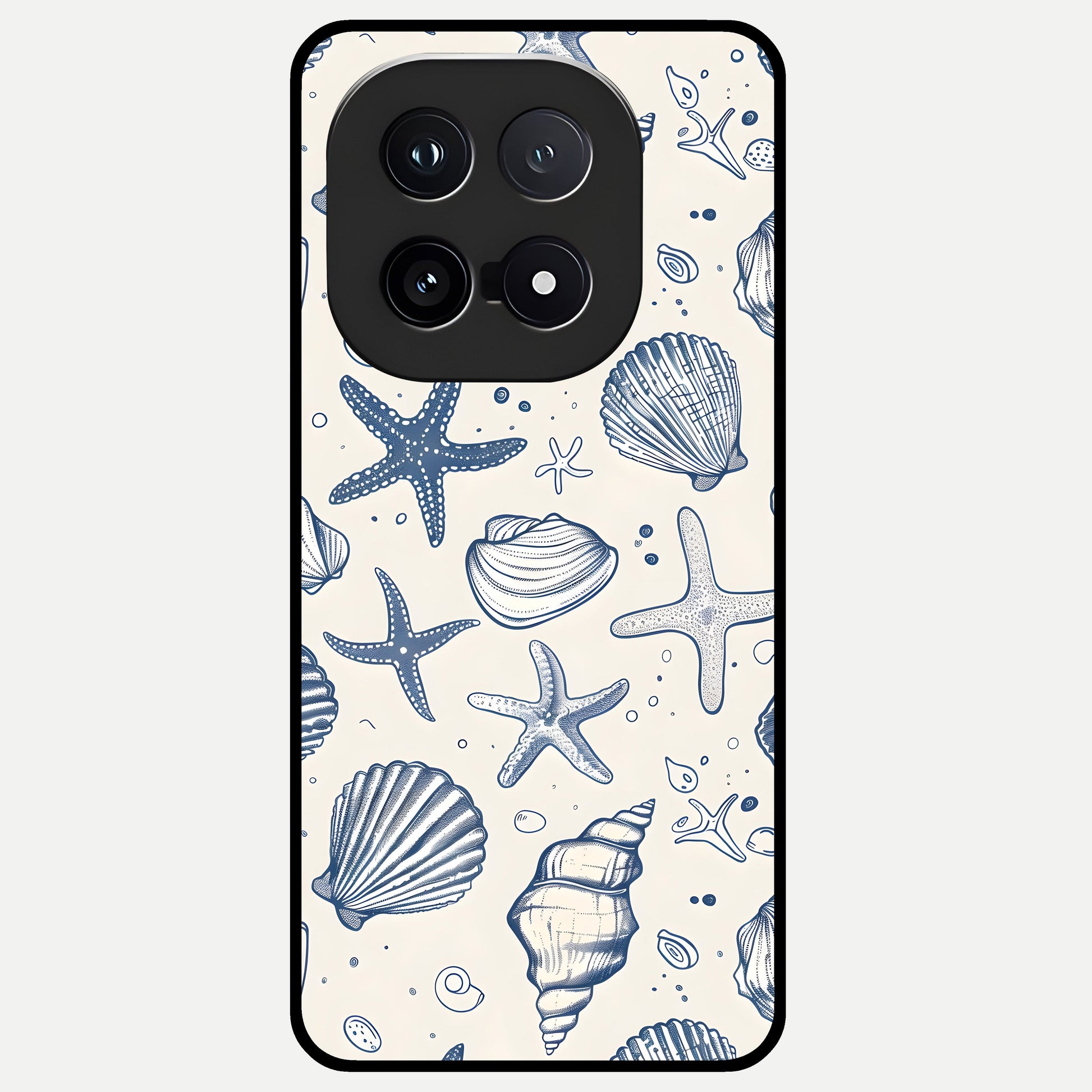  Blue Ocean Outline Glass Case for iQOO 15 back cover – full design glossy printed glass finish