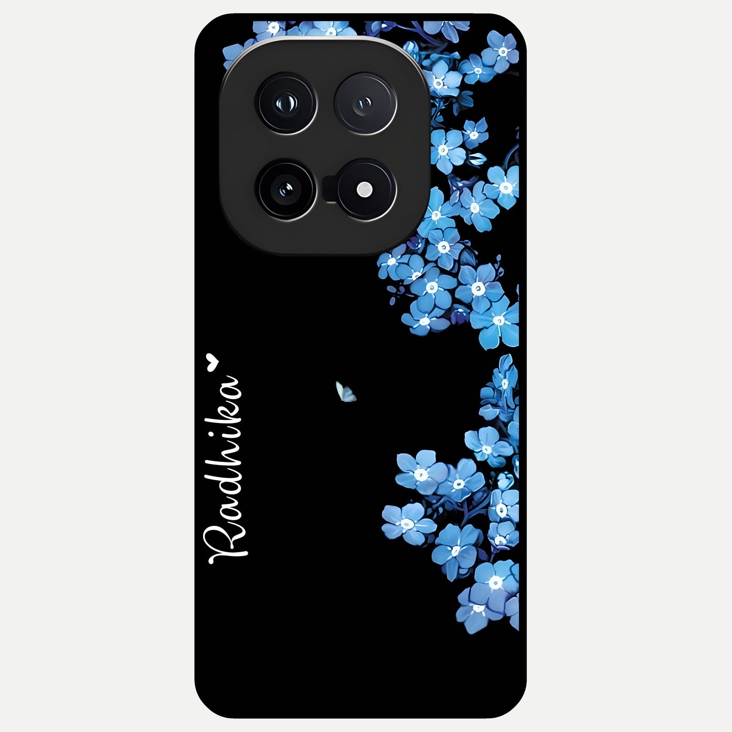  Blue Petal Dream Custom Name Glass Case for iQOO 15 back cover – full design glossy printed glass finish