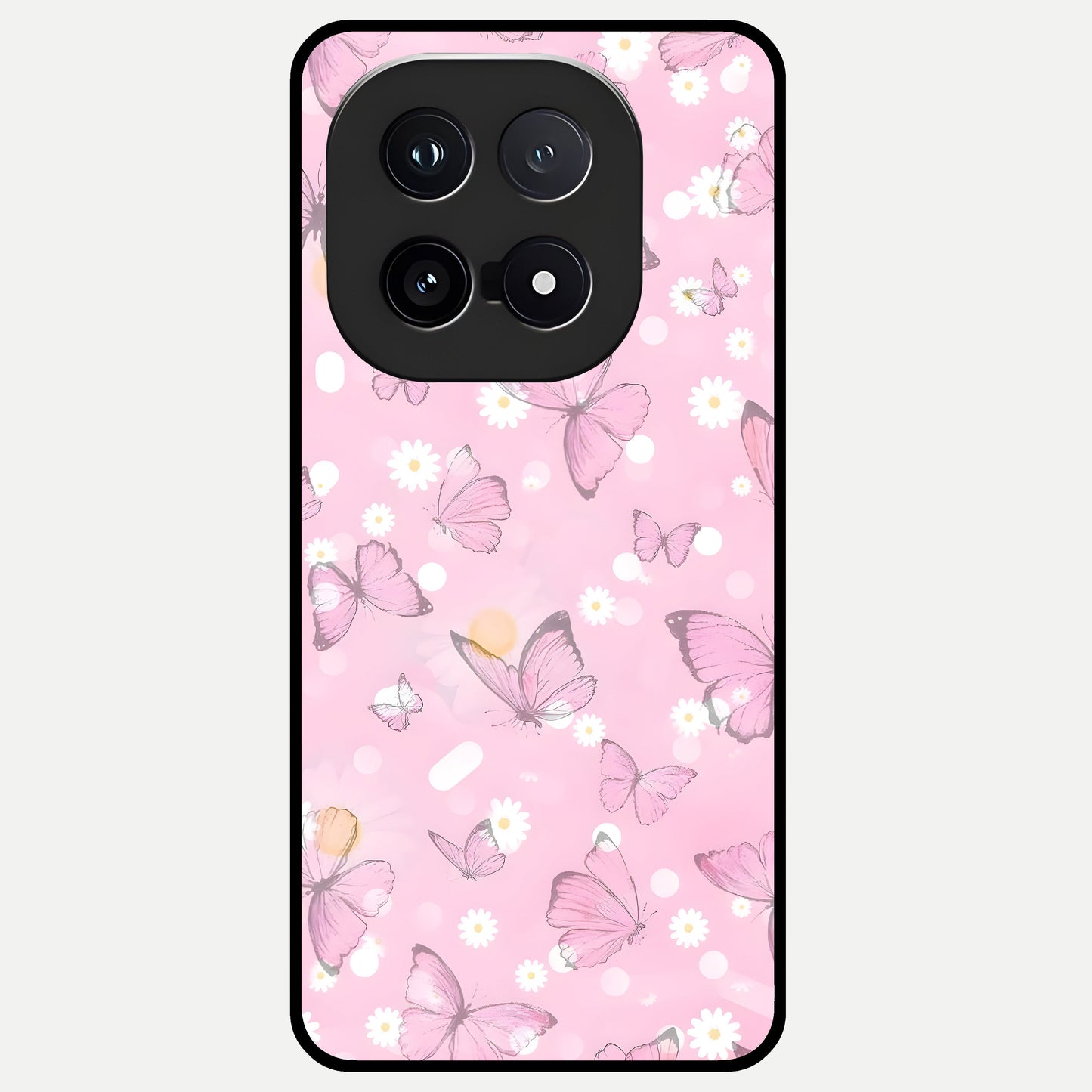  Blush Butterfly Garden Glass Case for iQOO 15 back cover – full design glossy printed glass finish