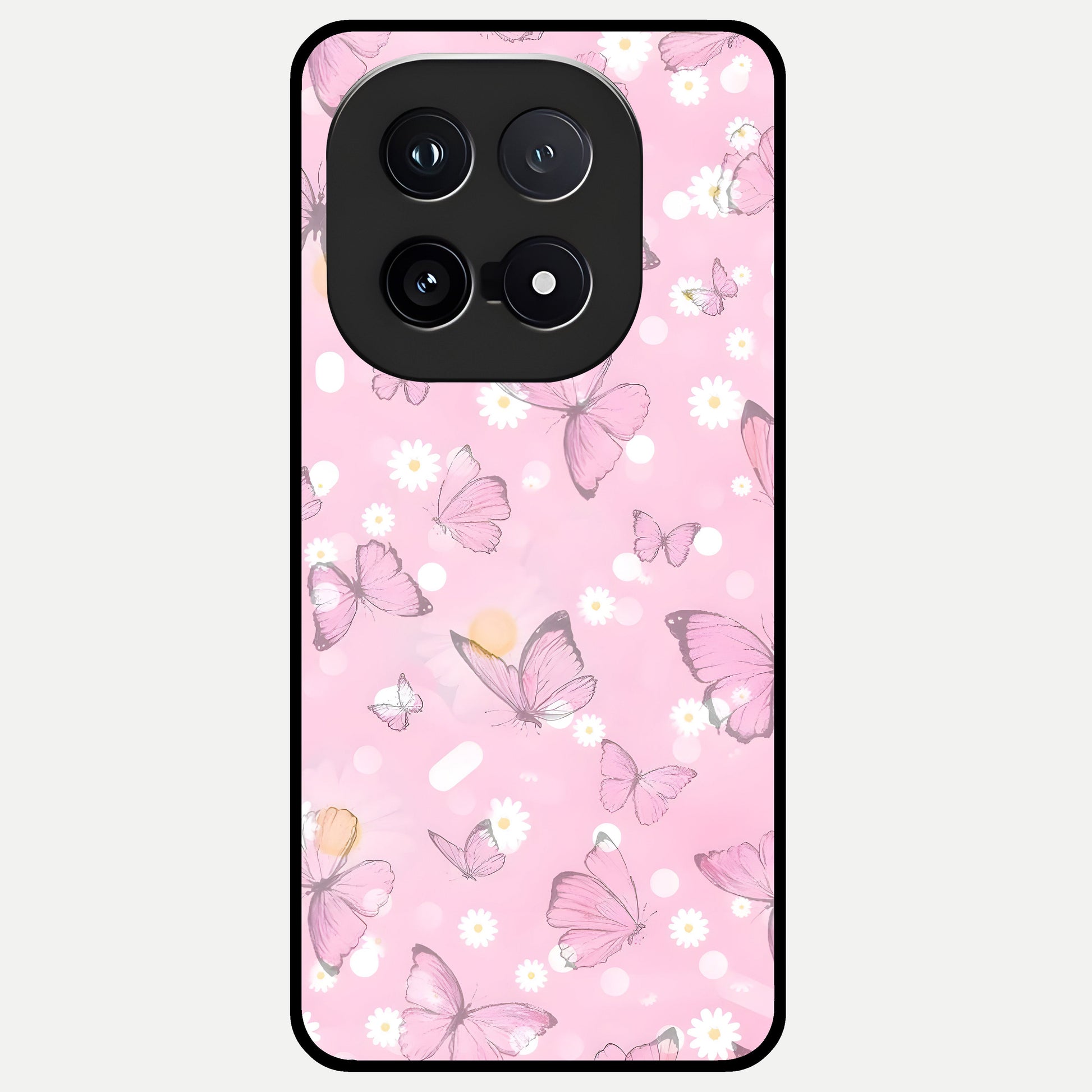 Blush Butterfly Garden Glass Case for iQOO 15 back cover – full design glossy printed glass finish