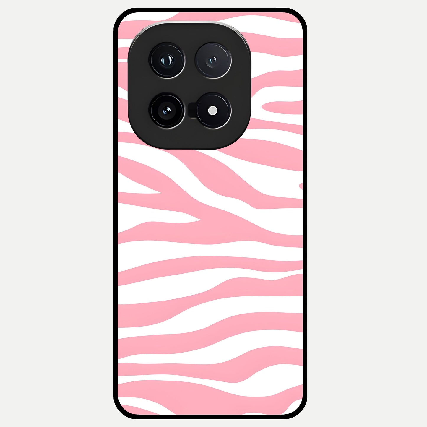  Blush Zebra Flow Glass Case for iQOO 15 back cover – full design glossy printed glass finish