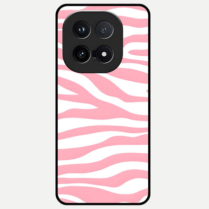  Blush Zebra Flow Glass Case for iQOO 15 back cover – full design glossy printed glass finish