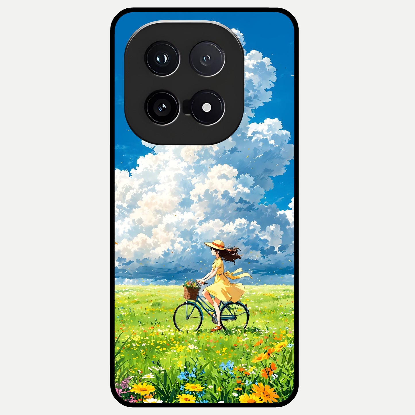  Breezy Meadow Ride Glass Case for iQOO 15 back cover – full design glossy printed glass finish