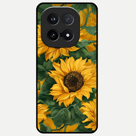  Bright Sunflower Bloom Glass Case for iQOO 15 back cover – full design glossy printed glass finish