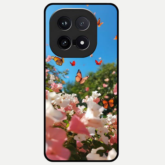  Butterflies In Bloom Sky Glass Case for iQOO 15 back cover – full design glossy printed glass finish