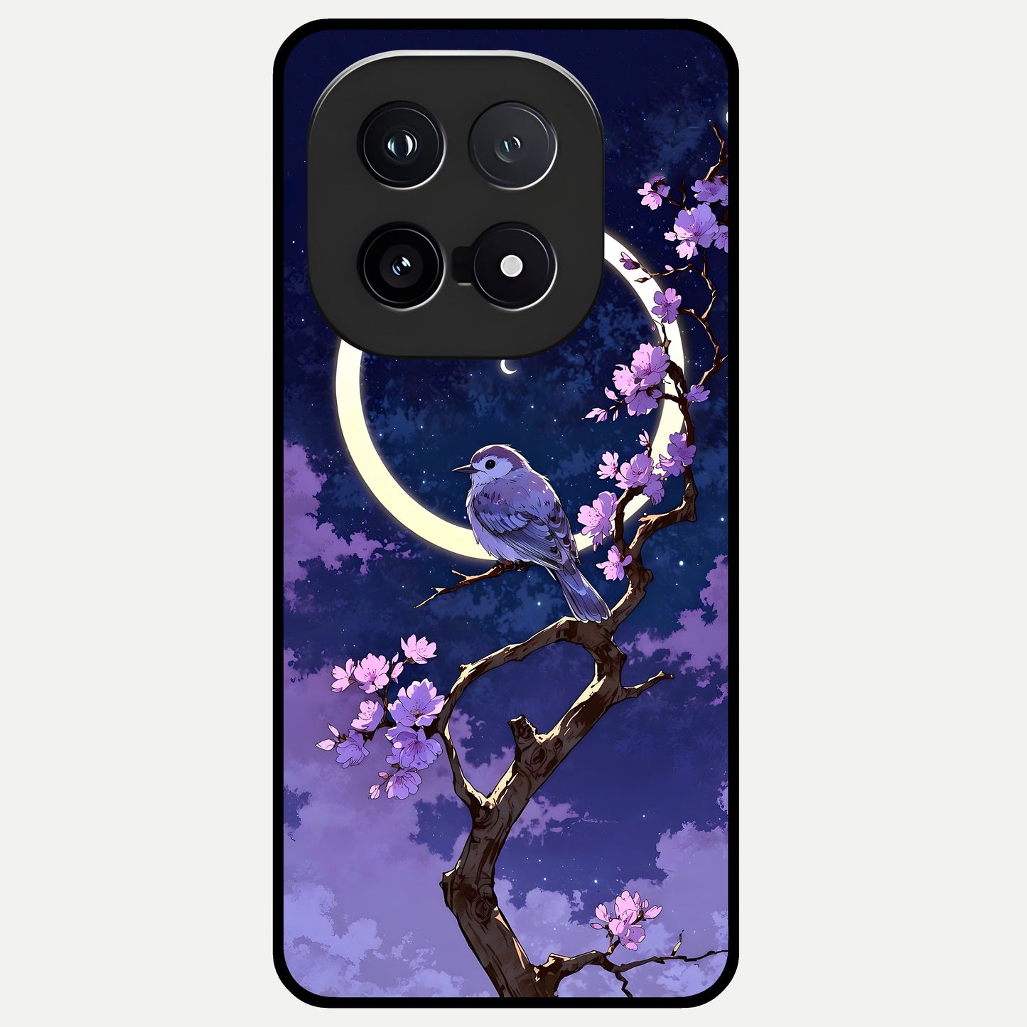  Celestial Bird Blossom Glass Case for iQOO 15 back cover – full design glossy printed glass finish